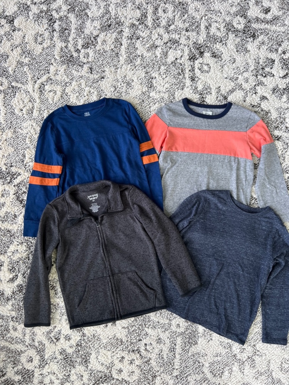 jumping beans Boys Long-Sleeve Tee & Pullover Set in Blue, Gray and Coral